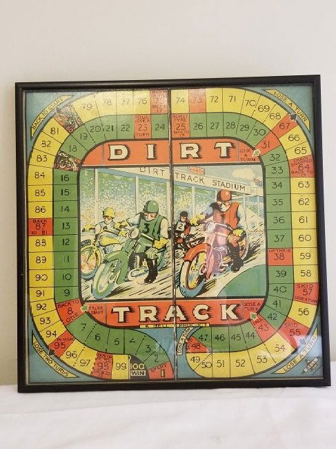 Motorcycle Dirt Track Game Board ~ Framed (1 of 2)