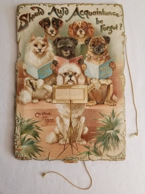 1900 Raphael Tuck Mechanical Dog Calendar: This is a Very Rare and Amazing thing, Raphael Tuck, when you move the tab at the bottom, the dogs mouths open and close and the conductors arms move up and down , for being paper and 120 years old th