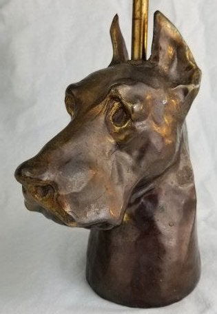 Cast Metal Dog Head Lamp (1 of 6)