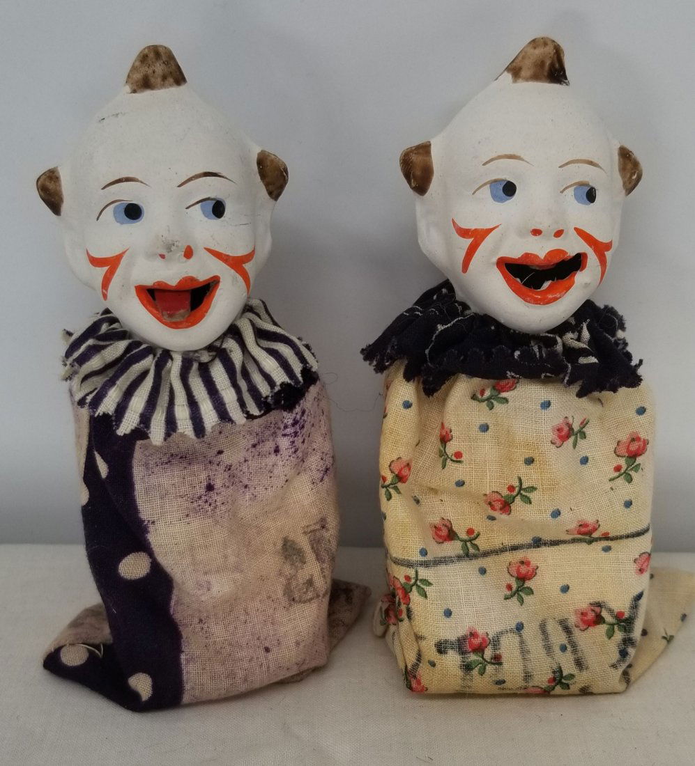2 Papier Mache Clown Squeak Toys (1 of 2)