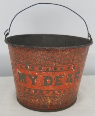 19th Century Stenciled Tin Childs Bucket (1 of 2)