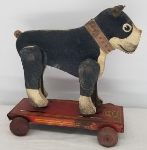 Hustler Toy Co Bull Dog Pull Toy ~ Wood & Tin (1 of 3)