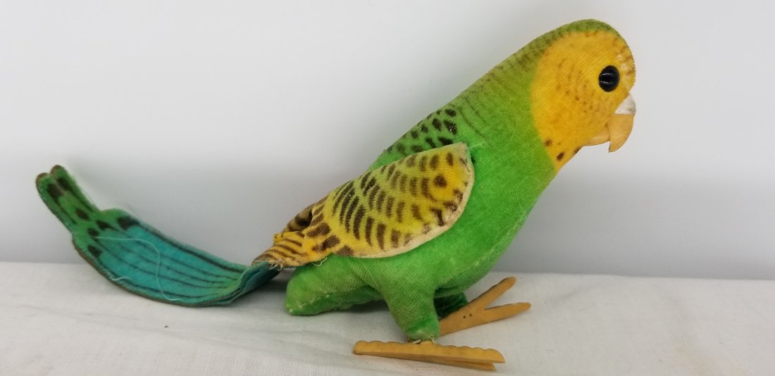 Vintage Mohair Parakeet Plush Toy ~ Steiff?: This is a very wonderful mohair Parakeet, shows well, It is not marked, im not sure who made it, but it is old, About 8 inches long, we do in house shipping at cost, Fast and Easy, please ask any ques