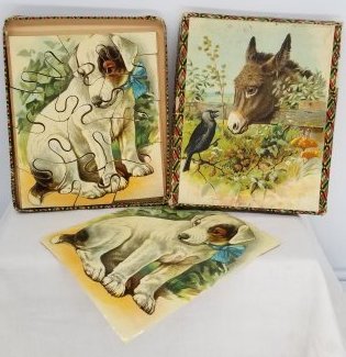 Wooden Victorian Puzzle ~ Double sided ~ Lithographed: This is a wonderful wooden Puzzle, double sided in the original box, it has a paper showing the picture on the other side, About 6 x 8 inches , we do in house shipping at cost, Fast and Easy, please a