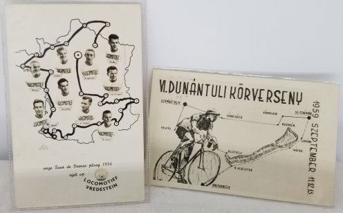 1956 Tour De France Postcard with Route Map, Plus (1 of 2)