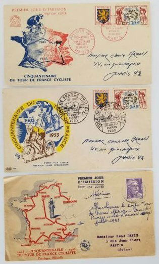 1953 Tour De France First Day Issue Stamp & Envelopes (1 of 1)