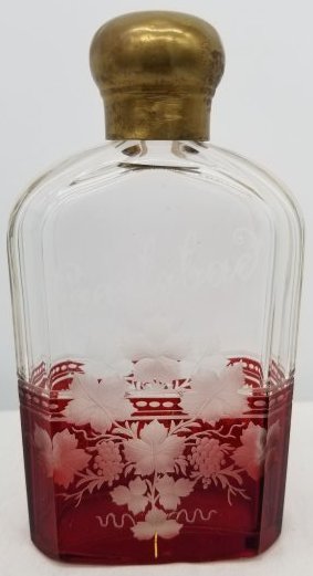 Antique German Flask ~ Cranberry Cut to Clear~ Carlsbad (1 of 3)