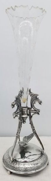 Pairpoint Vase Cut Glass with Silver Plate Base (1 of 4)