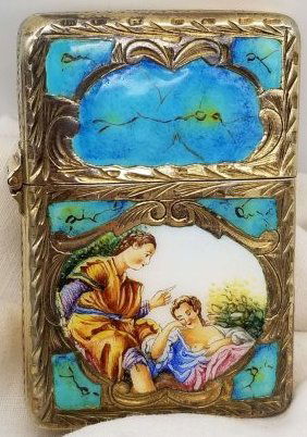 800 Silver & Enamel Lighter ~ Vermeil (1 of 4)