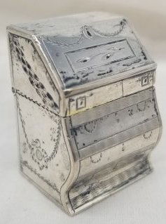 Miniature Antique Sterling Silver Desk Shaped Snuff Box (1 of 3)