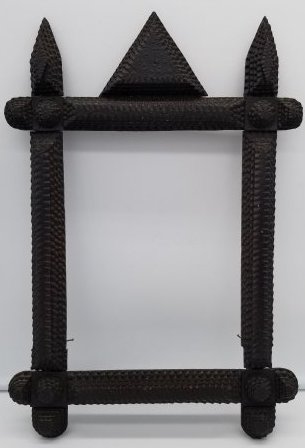 Tramp Art Frame with Wonderful Finish!: Very nice tramp art frame, it has very good craft and an untouched finish, dry and crusty(lol), 32cm x 44cm overall, a very Nice Item! Buyer pays Worldwide shipping by PostNL, we will be glad to combi