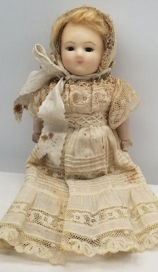 Early Squeak toy Doll, Poured Wax Head (1 of 6)
