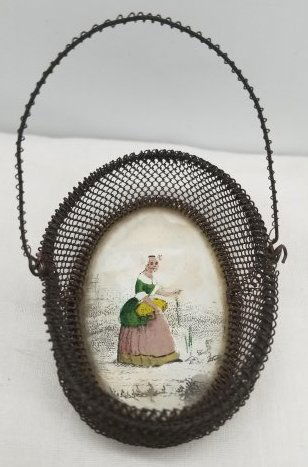 Rare Glass Bottom Miniature Wire Basket (1 of 3)