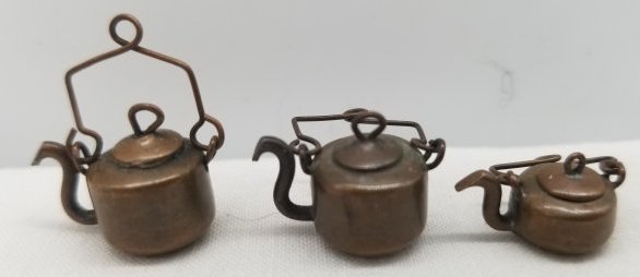 3 Miniature Copper Tea Pots Made From Penny ~ (1 of 4)