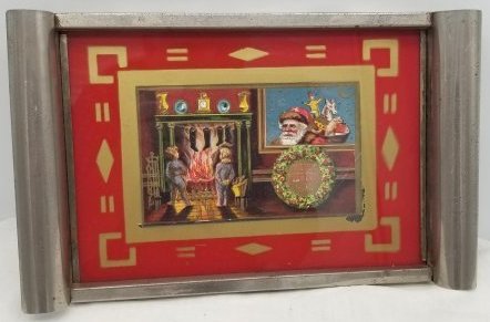 Unusual Old Glass Christmas Santa Serving Tray ~ Art Deco (1 of 4)