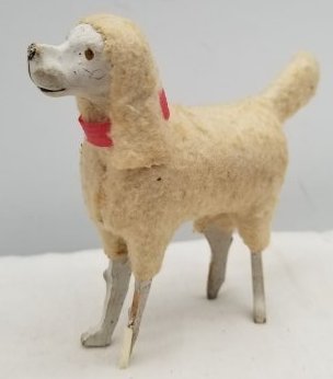 Large Wooly German Dog ~ Wooden Stick legs: This is a great old stick legs wooly dog, GREAT Face! made before world war 2, about 8cm tall, Fast and Easy In house packing and shipping or Pick up available in Amsterdam,