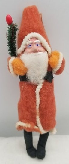 Old Spun Cotton Santa with Clay Face: A wonderful little spun cotton Santa in great condition, made before world war 2, about 13cm tall, Fast and Easy In house packing and shipping or Pick up available in Amsterdam,
