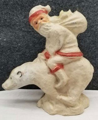 Paper Mache Santa Riding Polar Bear candy Container (1 of 6)