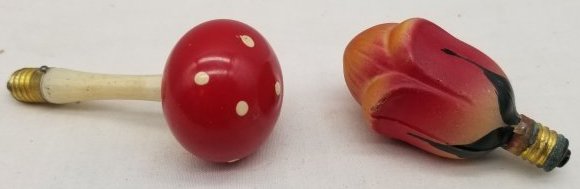 2 Figural Glass Christmas Lights ~ Exterior Paint ~ Working (1 of 3)