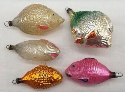 Old German Blown Glass Christmas Feather Tree Ornaments (1 of 6)