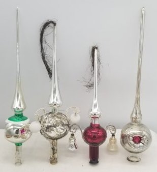 Collection old Glass Christmas Tree Top: a nice lot of Old Glass Christmas Tree Toppers, about 25cm, displays well, These will be Very Carefully Packed for You! Fast and Easy In house packing and shipping or Pick up available in Amsterdam,