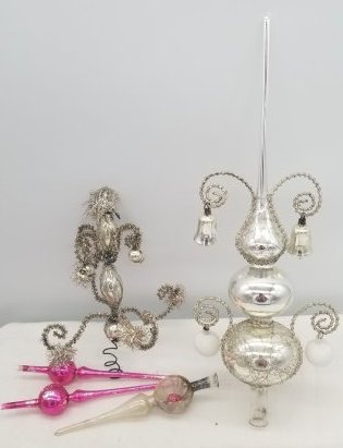 Collection old Glass Christmas Tree Top: a nice lot of Old Glass Christmas Tree Toppers, largest about 31cm, displays well, These will be Very Carefully Packed for You! Fast and Easy In house packing and shipping or Pick up available in Amst