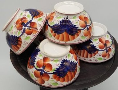 Set 5 Gaudy Welsh Bowls ~ Pearlware (1 of 4)