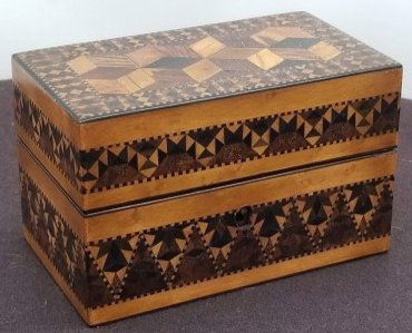 Parquetry Inlaid Box with Two Perfume Bottles (1 of 5)