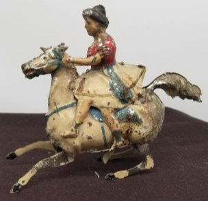 German Painted Tin Wind-Up Horse and Rider Toy ~ circa 1910 (1 of 7)