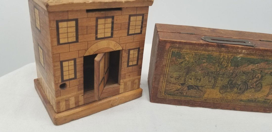 Old Wooden Banks ~ One with Early Motorcycle Image (1 of 3)