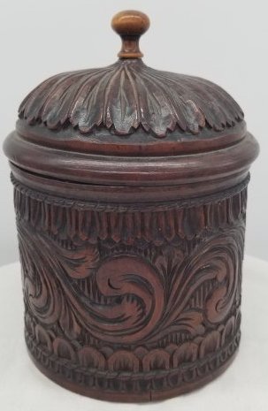 Carved Canister ~ Early 1800s: a beautiful item all hand carved and in wonderful condition, about 20cm tall