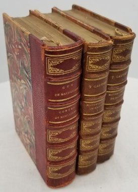3 Miniature Leather-Bound Books with Marbled Paper ~ 1880s (1 of 4)
