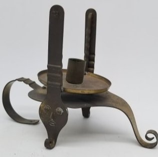 Unusual Gimballed Brass Candle Holder with Faces (1 of 5)
