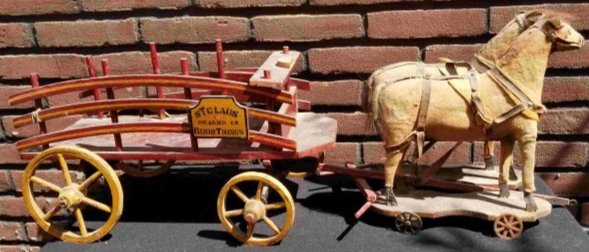 St Claus Dealer in Good Things 32 inch ~ Horse Drawn toy Santa Wagon ~ (1 of 9)