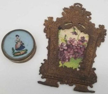 Small Victorian Box & Frame ~ Reverse Painted Glass Lid (1 of 5)
