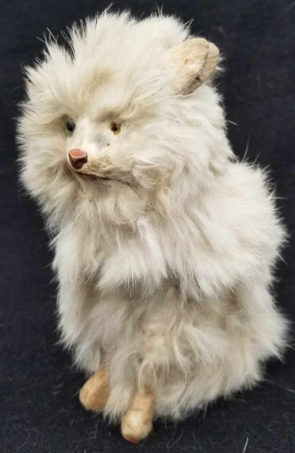 Paper Mache Dog Candy Container ~ Fur Covered Glass eyes (1 of 4)