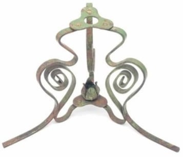 Old Folding Iron Christmas Tree Stand ~ Art Deco ~: a great old art deco Christmas tree stand, it is about 8 inches tall, will hold a feather tree