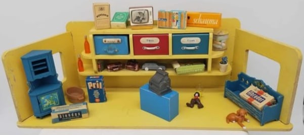 Wooden Toy Store ~ Germany: cute wooden store about 18 inches wide with accessories