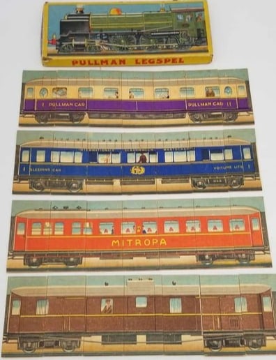 Train Puzzle circa 1910: a beautiful puzzle, box is about 4 x 10 inches