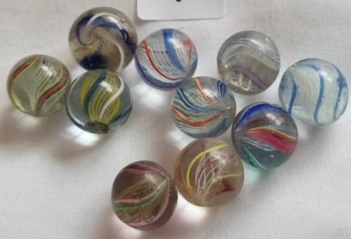 Antique German Handmade Marbles ~ Pontil Marks ~ lot 1: This is a nice lot of Antique handmade Marbles from Germany, we were given this lot of marbles in a large box, we sorted them the best that we could by type and size, if there is a marble that you nee