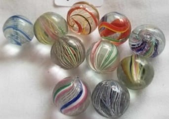 Antique German Handmade Marbles ~ Pontil Marks ~ lot 13: This is a nice lot of Antique handmade Marbles from Germany, we were given this lot of marbles in a large box, we sorted them the best that we could by type and size, if there is a marble that you nee