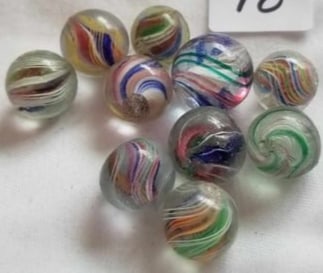 Antique German Handmade Marbles ~ Pontil Marks ~ lot 18: This is a nice lot of Antique handmade Marbles from Germany, we were given this lot of marbles in a large box, we sorted them the best that we could by type and size, if there is a marble that you nee