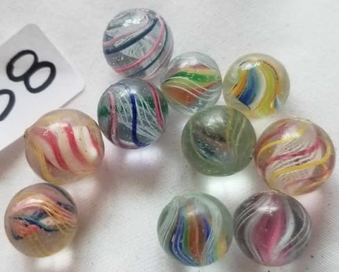 Antique German Handmade Marbles ~ Pontil Marks ~ lot 38: This is a nice lot of Antique handmade Marbles from Germany, we were given this lot of marbles in a large box, we sorted them the best that we could by type and size, if there is a marble that you nee