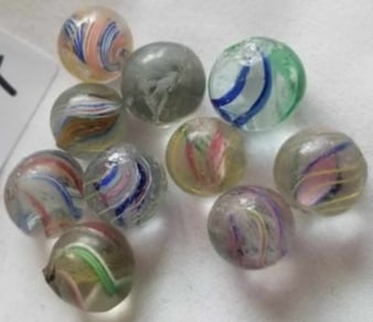Antique German Handmade Marbles ~ Pontil Marks ~ lot 47: This is a nice lot of Antique handmade Marbles from Germany, we were given this lot of marbles in a large box, we sorted them the best that we could by type and size, if there is a marble that you nee