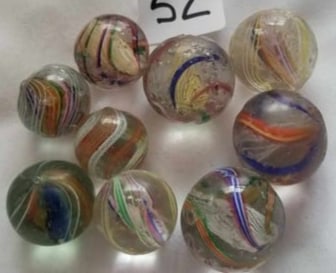 Antique German Handmade Marbles ~ Pontil Marks ~ lot 52: This is a nice lot of Antique handmade Marbles from Germany, Onion Skin and mica, we were given this lot of marbles in a large box, we sorted them the best that we could by type and size, if there is