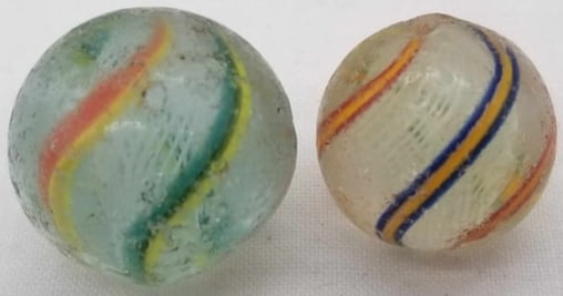 Vintage Marble ~ Latticino Core: about 1.6 cm and 1.4cm Handmade Germany, made of Glass, this is part of a collection we are selling, we have sorted them by type, please see photos and decide the manufacture, there are examples by Ch