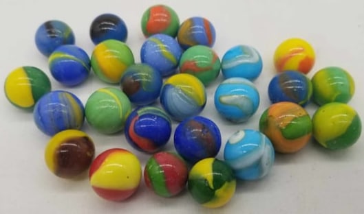 Vintage Marble ~: about 1.4cm Machine made of Glass, this is part of a collection we are selling, we have sorted them by type, please see photos and decide the manufacture, there are examples by Christensen, Peltier, A