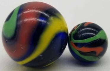 Vintage Glass Marble ~: about 2.2cm & 1.3cm, Machine made of Glass, this is part of a collection we are selling, we have sorted them by type, please see photos and decide the manufacture, there are examples by Christensen, P