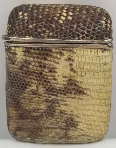 19th Century Match Safe ~ Vesta Case ~ Sterling w Snake Skin (1 of 3)