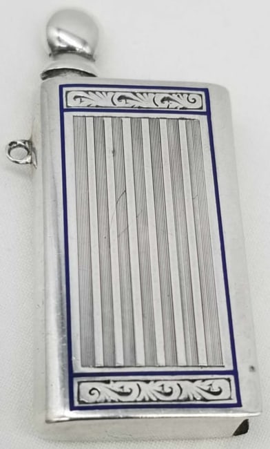 Silver Lighter ~ Blue Enamel Inlay (1 of 2)